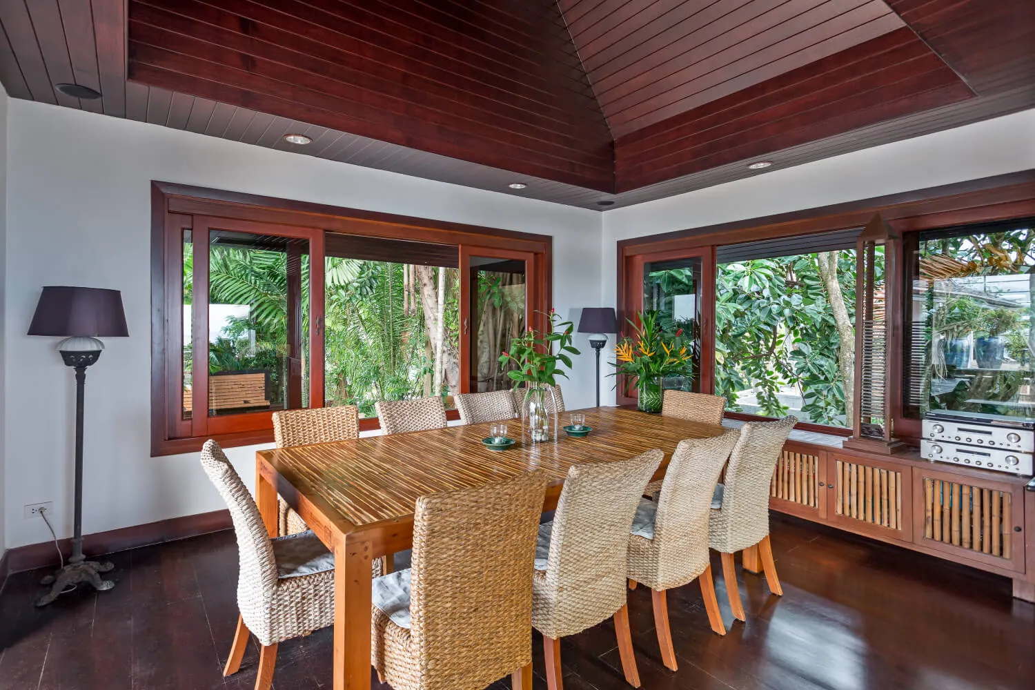 The dining room looking out to the garden