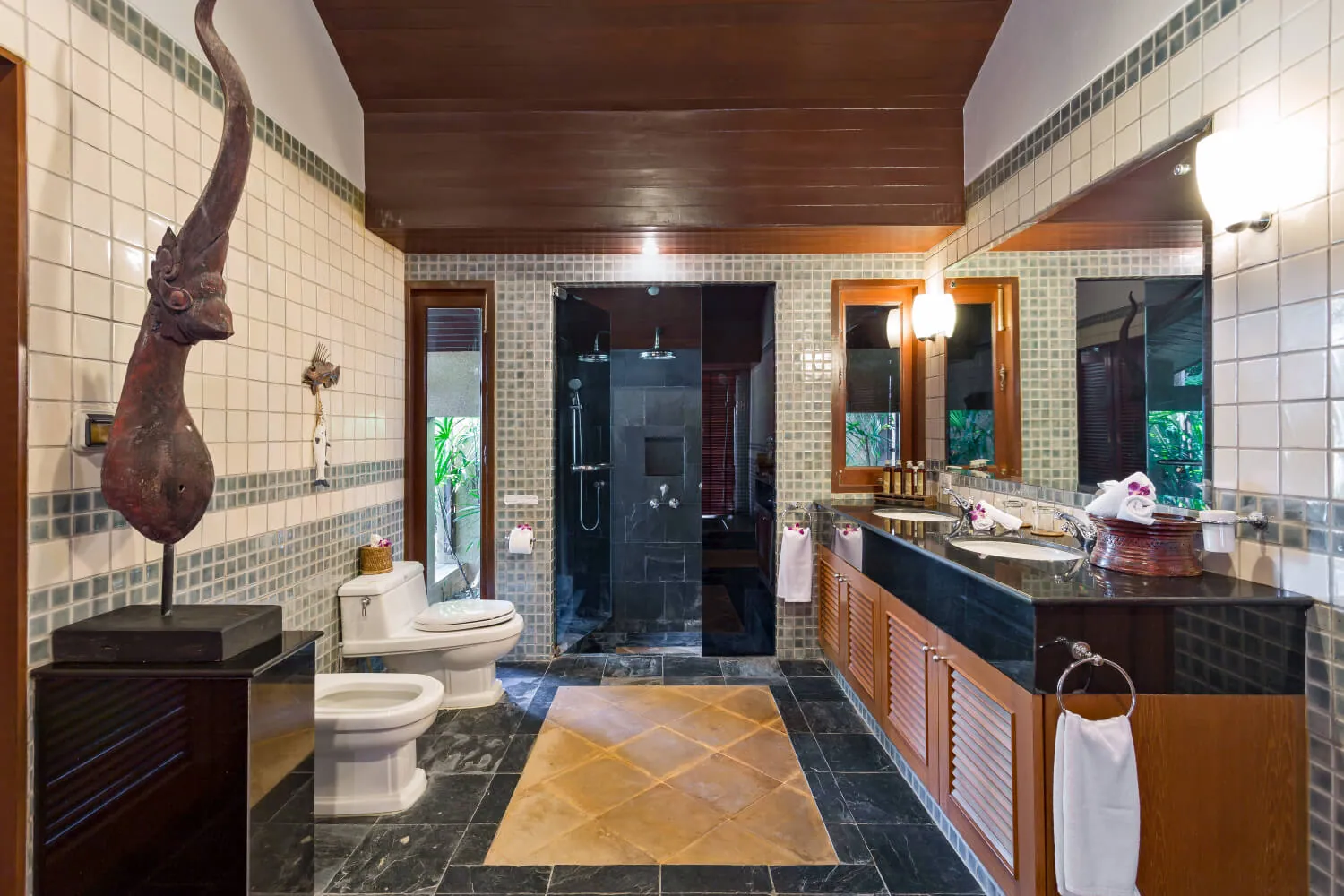 An en-suite bathroom with walk in shower
