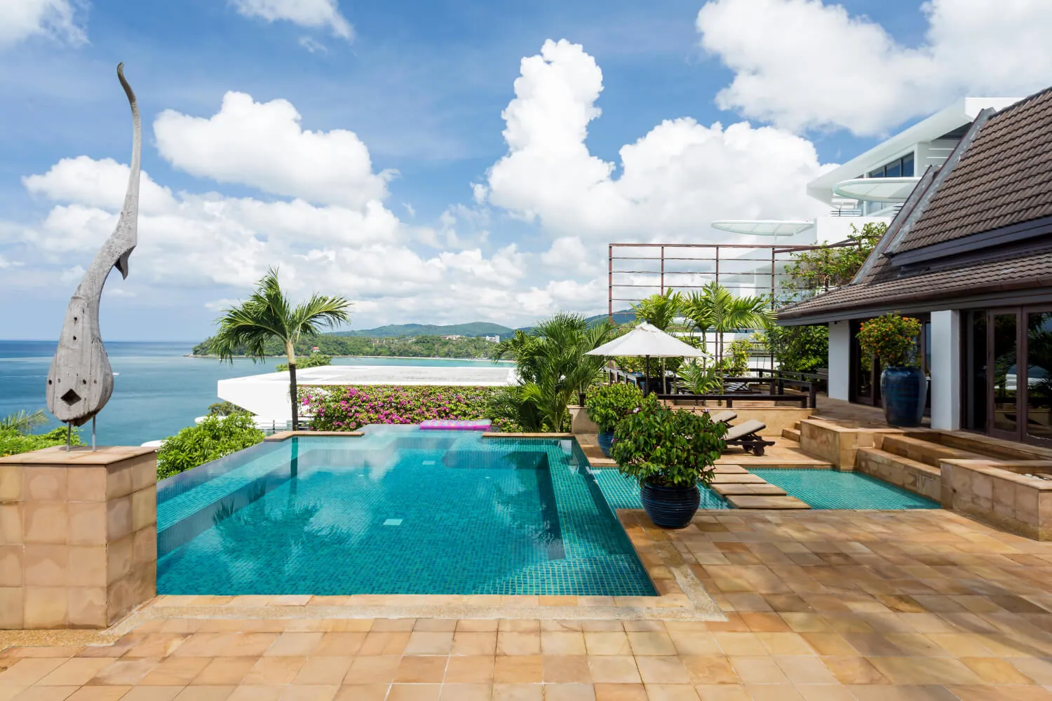The infinity pool looking out over the headland