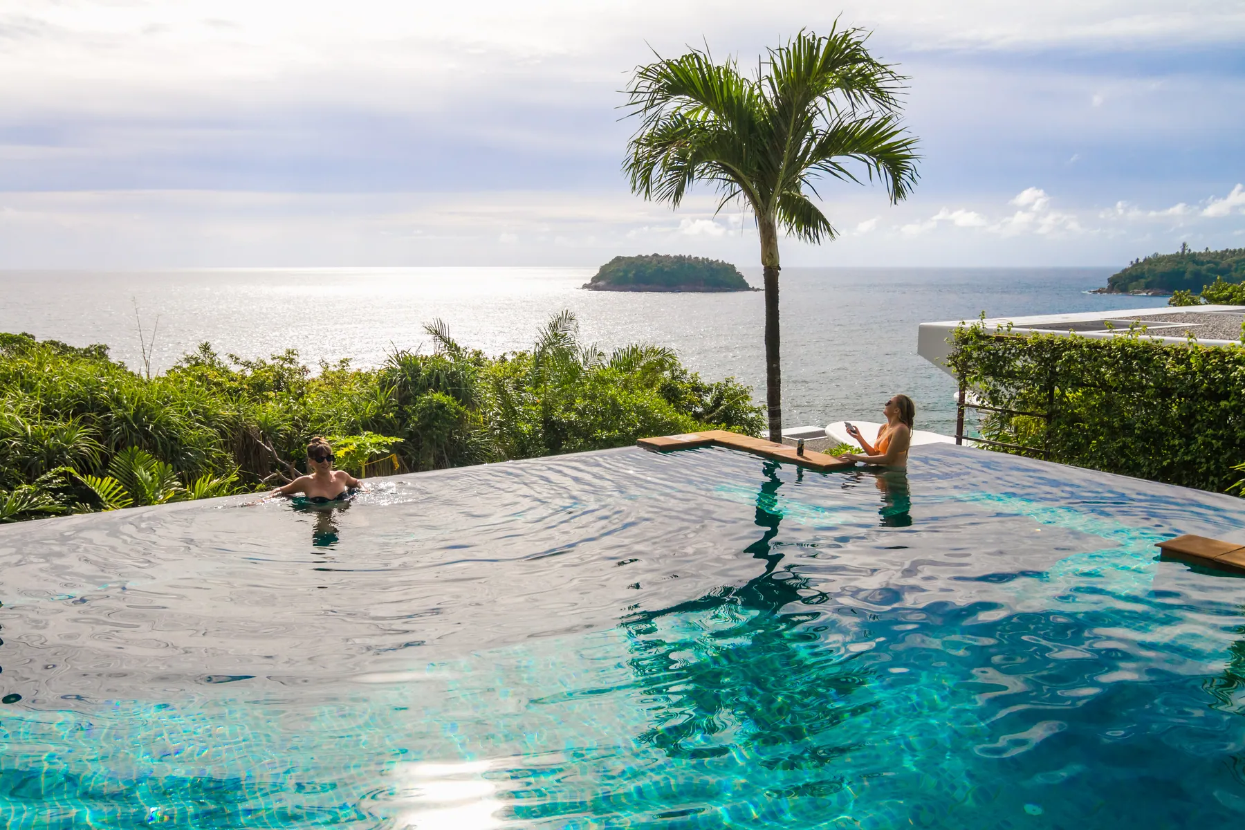 The infinity pool with the island off Kata Beach beyond