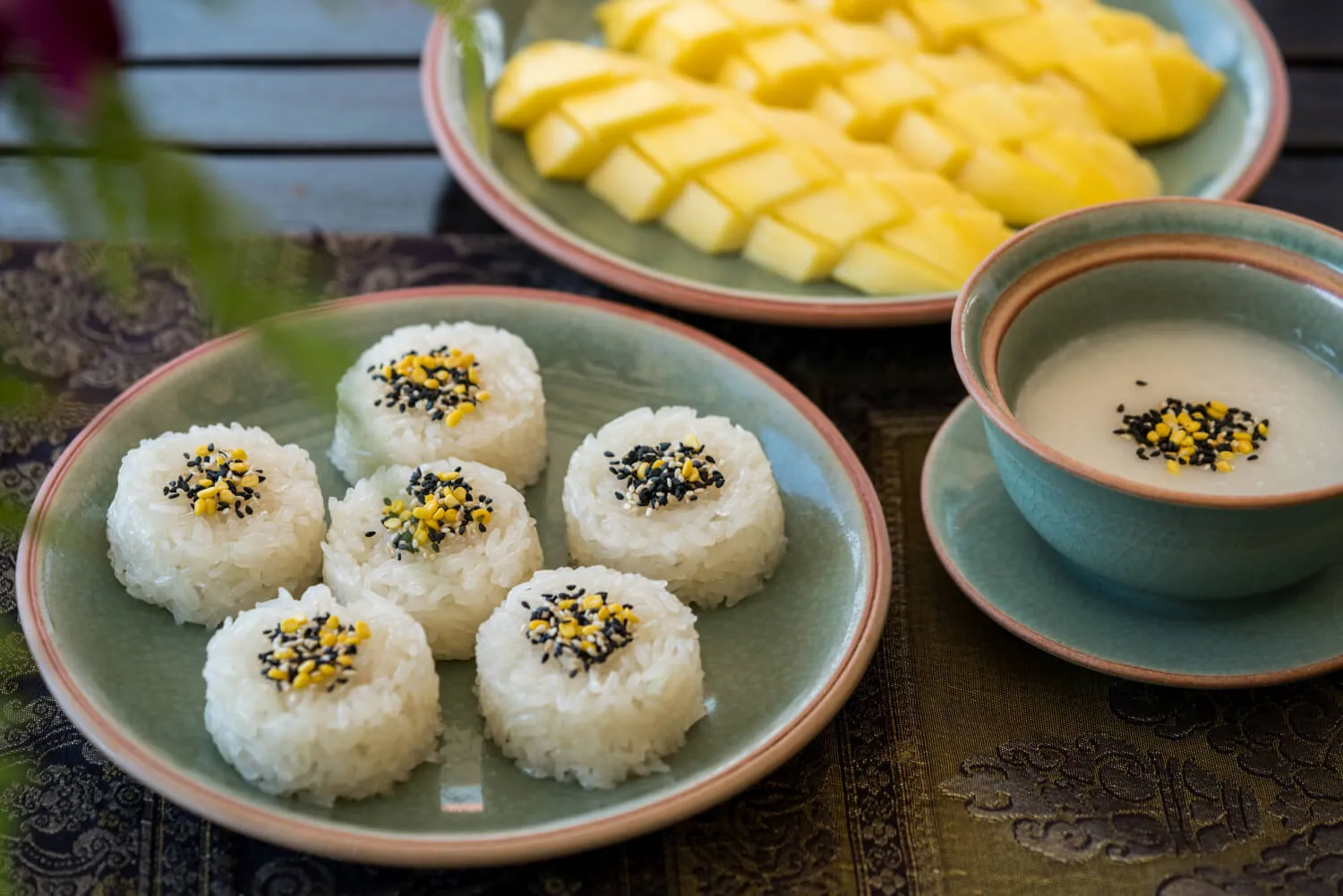 Mango with sticky rice prepared at the villa